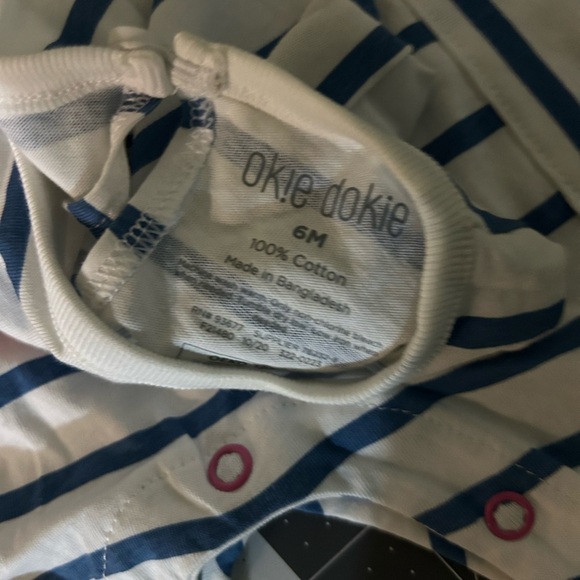 Okie Dokie Blue and White Striped Bodysuit - Picture 2 of 3